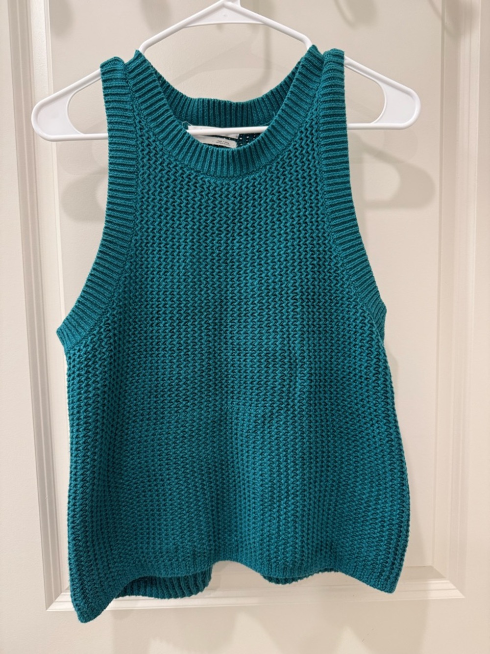 Anthropologie Quinn Textured Knit Sleeveless Crewneck Sweater Tank Top Teal S